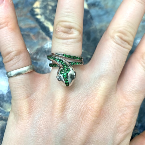 Unique sterling snake ring Sz 6 - Picture 2 of 8